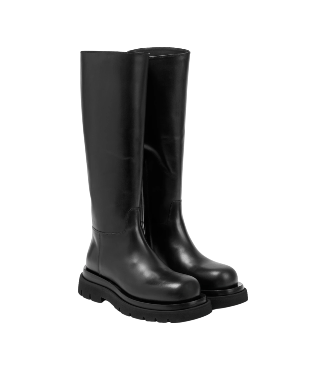 Lug leather knee-high boots
