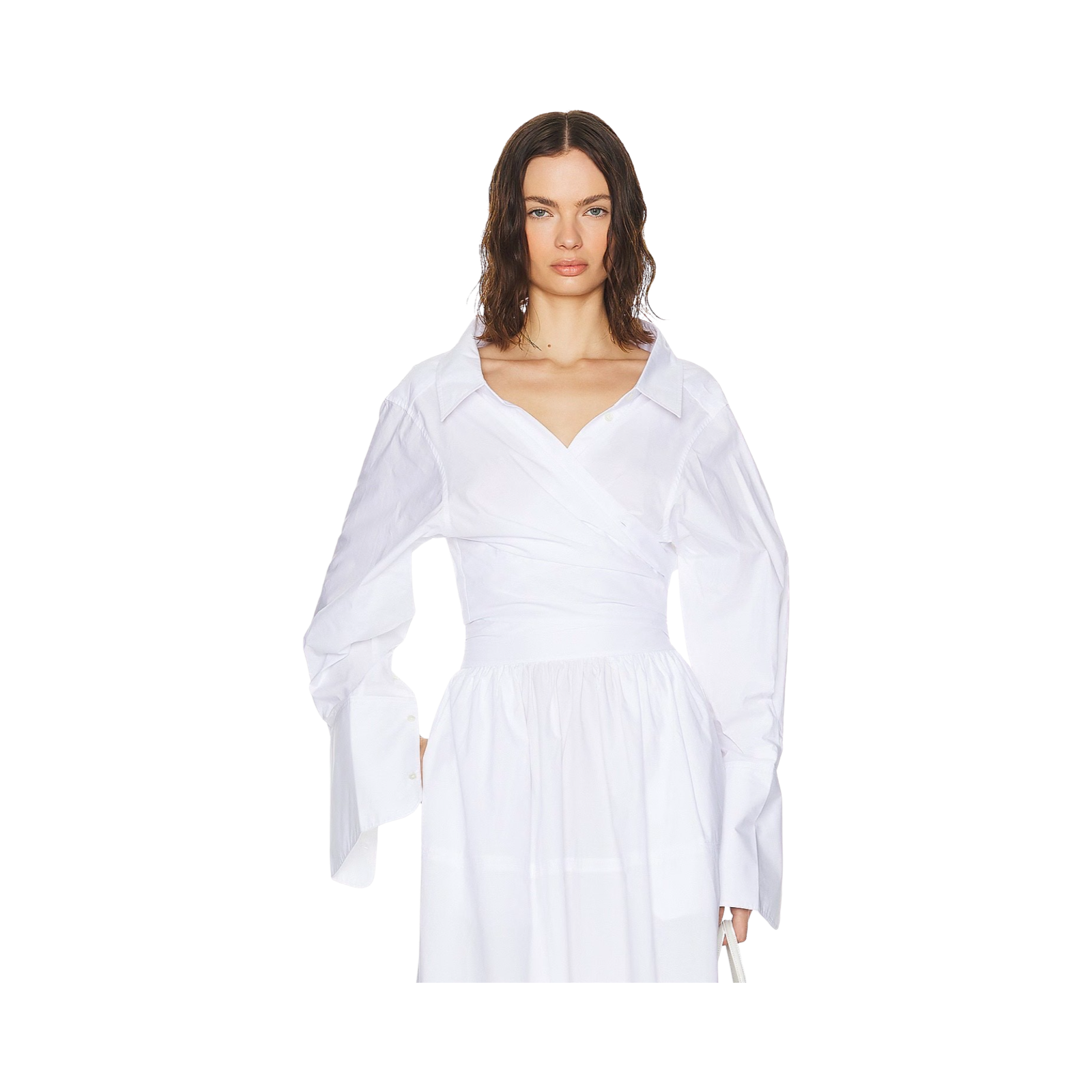 Helsa Poplin Wrap Shirt White