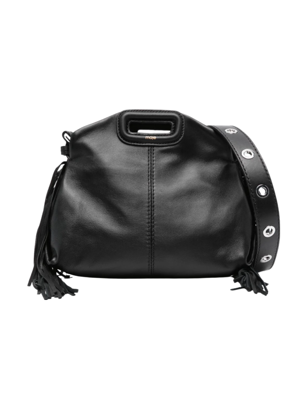 frayed-detail leather shoulder bag