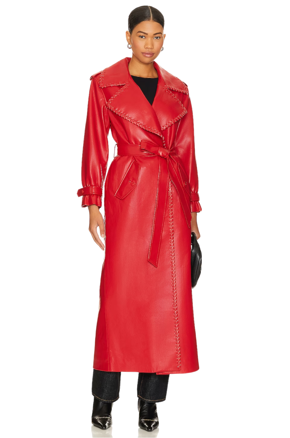 Nevada Faux Leather Trench Alice + Olivia