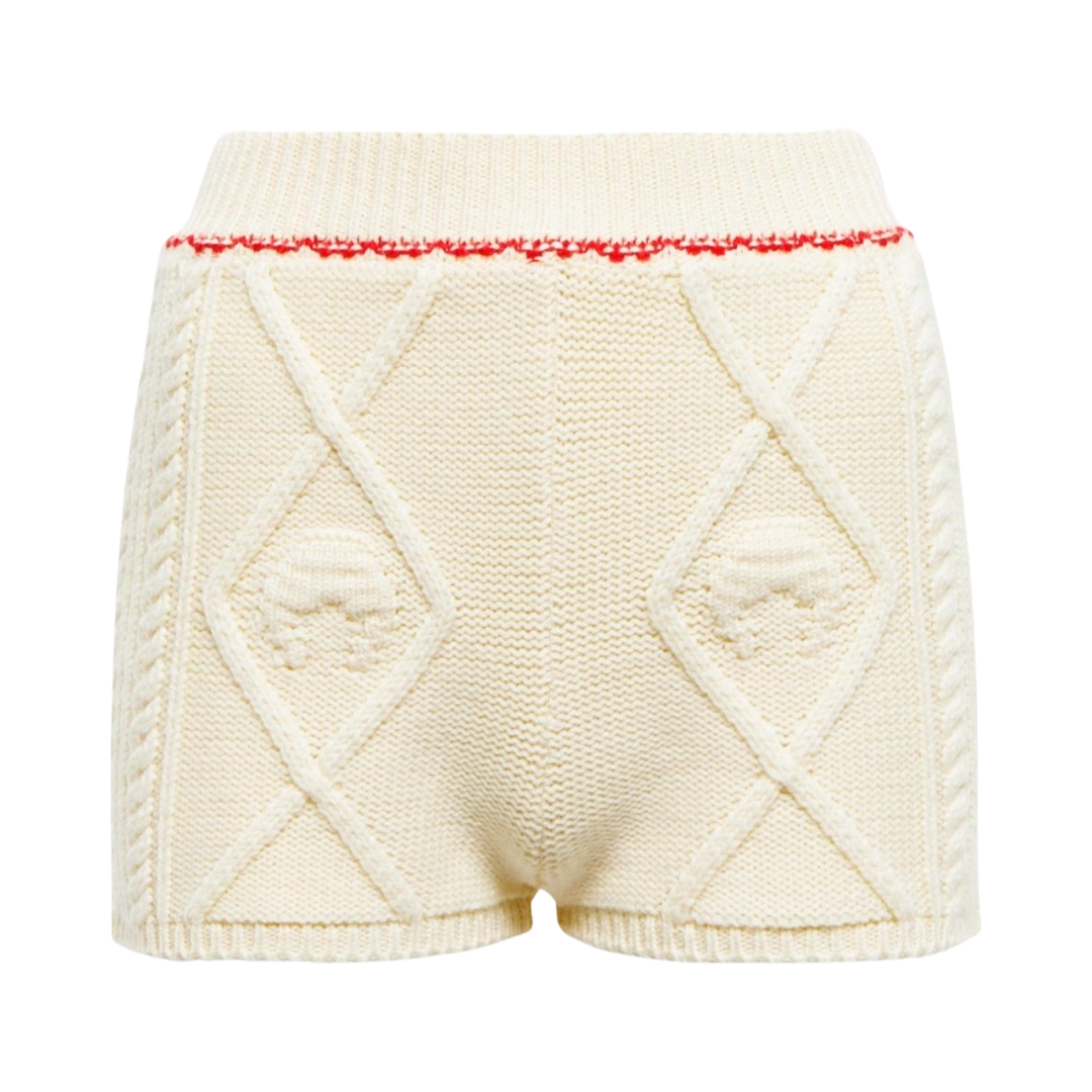 MARINE SERRE Cable-knit wool shorts