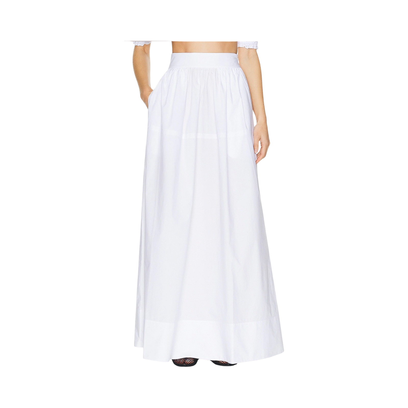 Helsa Poplin Maxi Skirt White