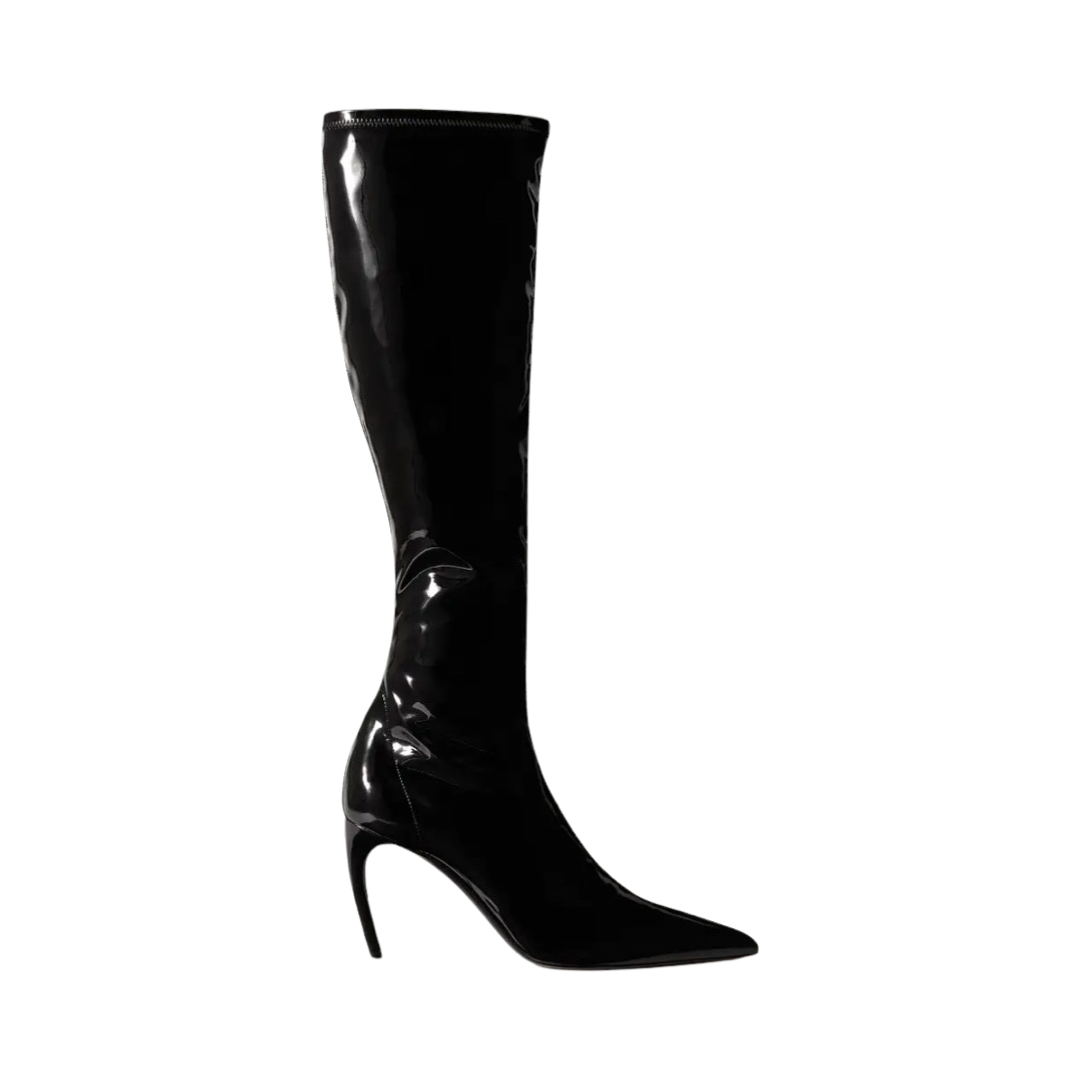 ferragamo patent knee high boots