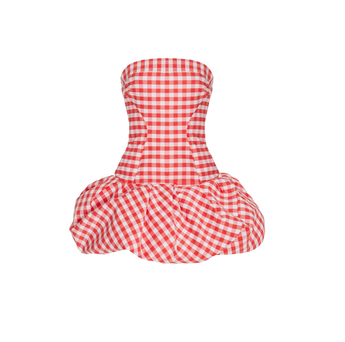 Bubble Hem Sculpted Gingham Cotton Top