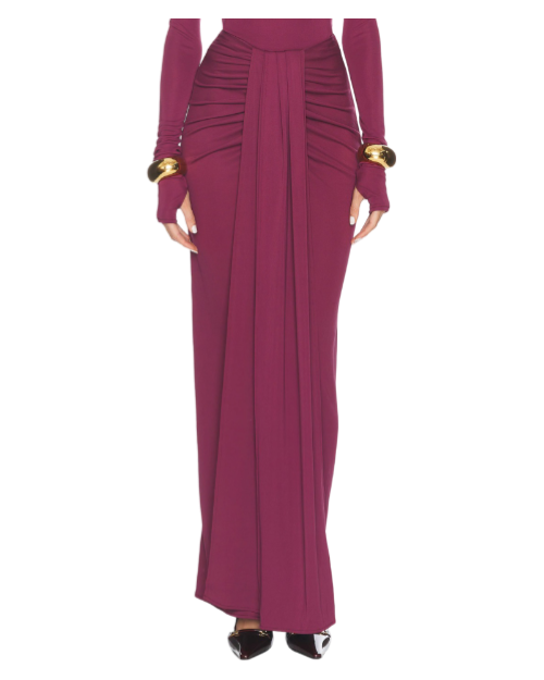 Matte Jersey Long Wrap Skirt