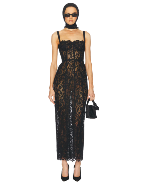 The Lace Column Dress black