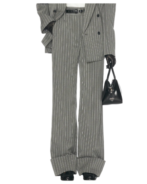 Pinstripe High Waist Cuffed Pants