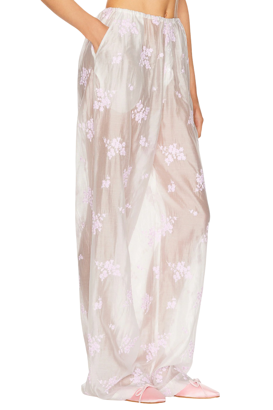 House Pants in Cherry Blossom Embroidery