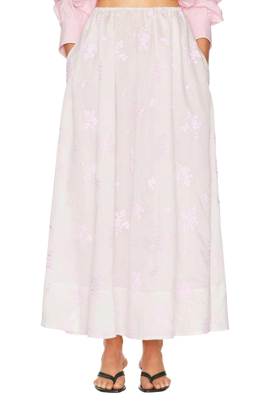 Midday Skirt in Cherry Blossom Embroidery