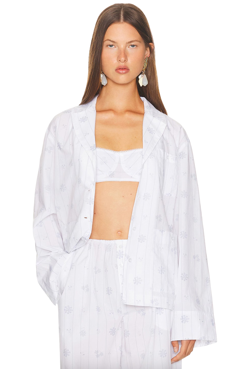 Pajama Top in Fleur Print Stripe