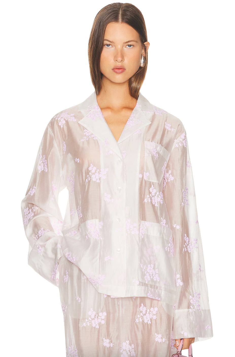 Pajama Top in Cherry Blossom Embroidery