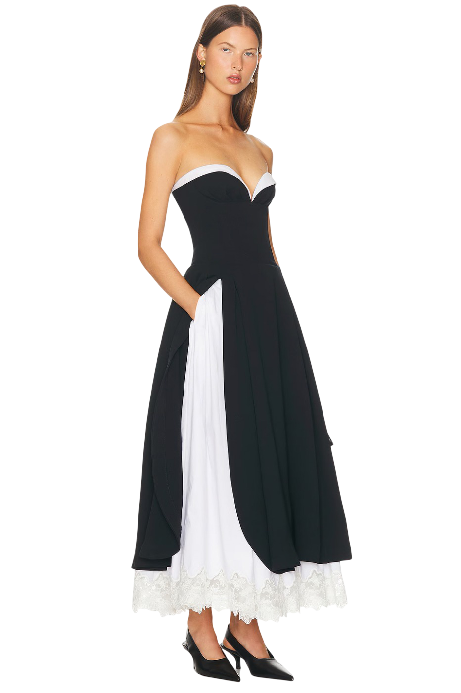The Finale Midi Dress With Lace & Poplin