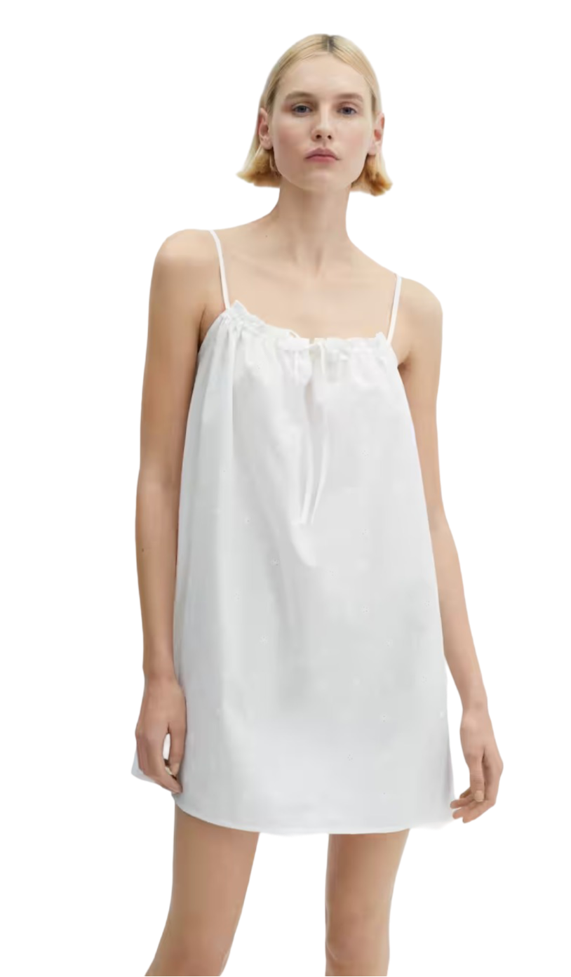 Cotton nightgown with openwork details