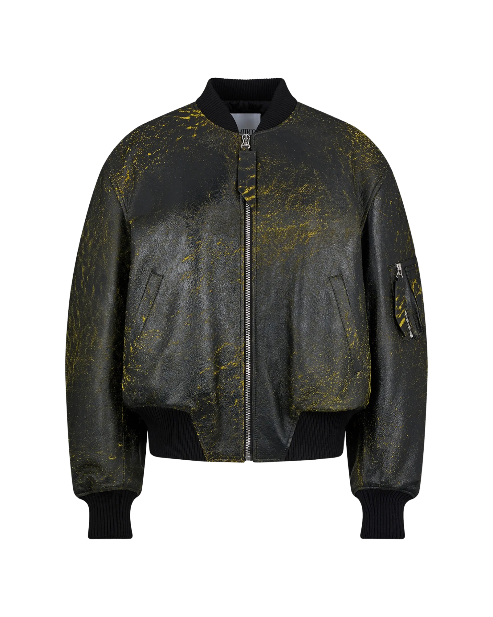 Anja Punk Paint Splatter Oversize Leather Bomber Jacket