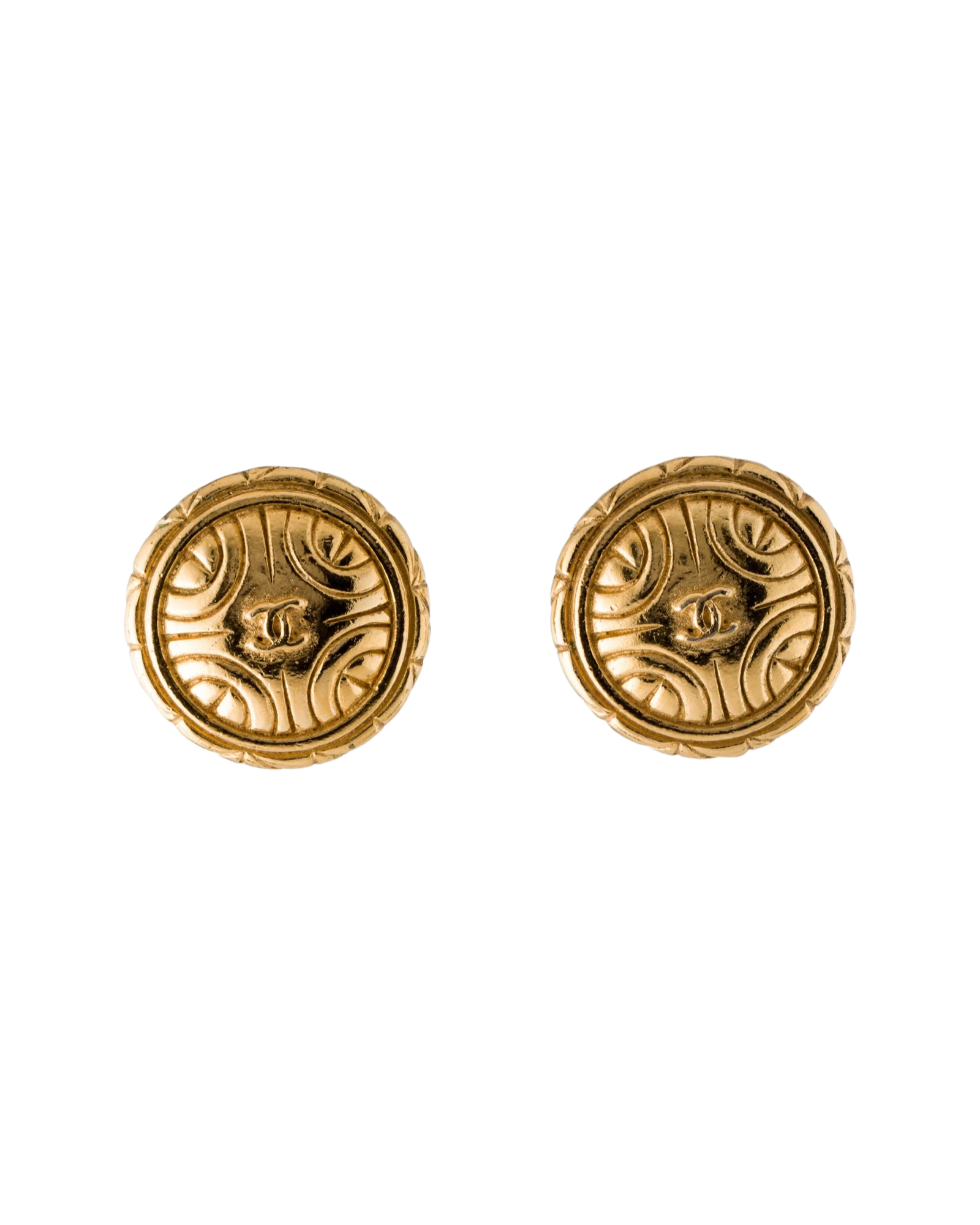 Chanel Vintage CC Button Clip-On Earrings