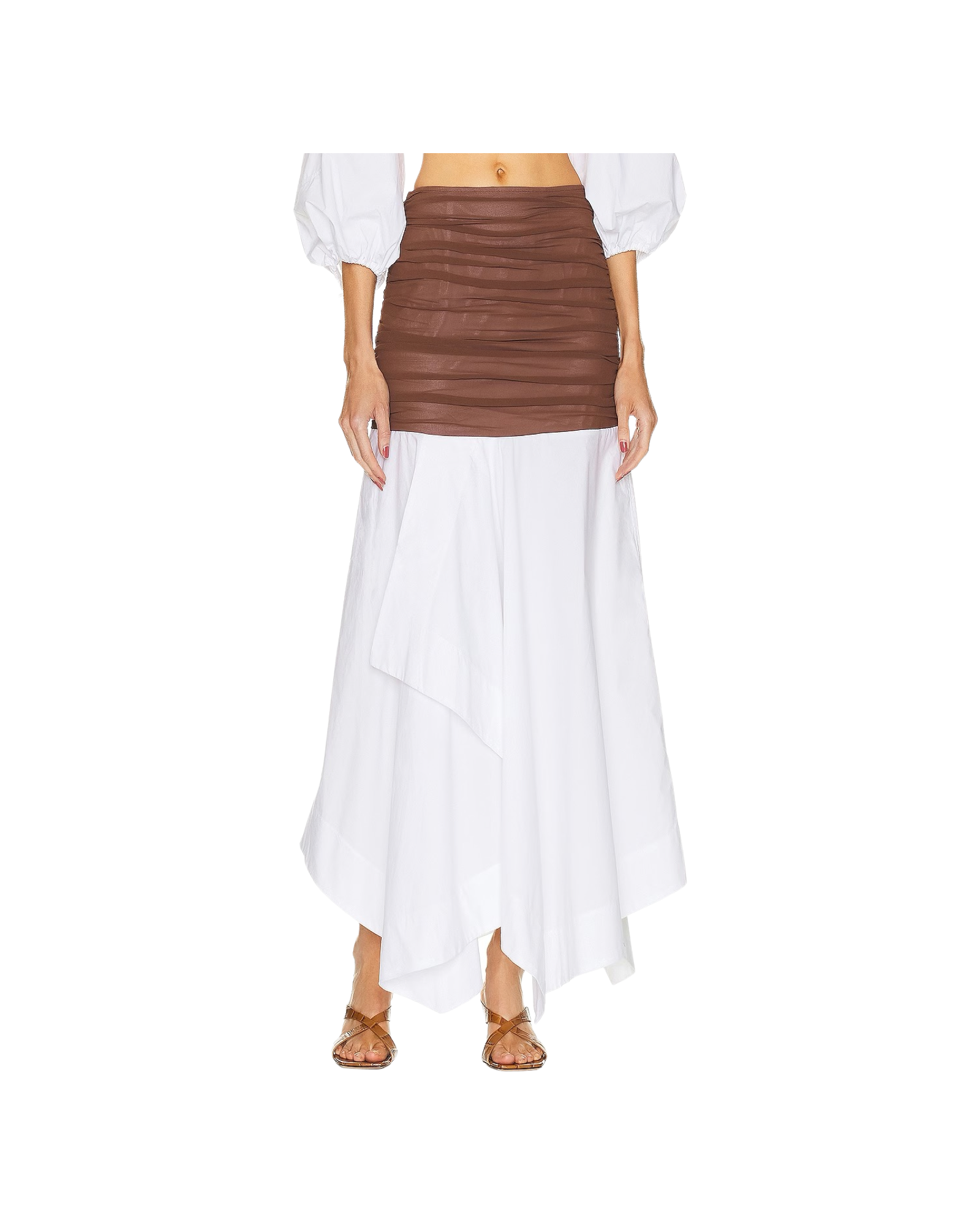 Cotton Poplin Skirt With Sheer Overlay