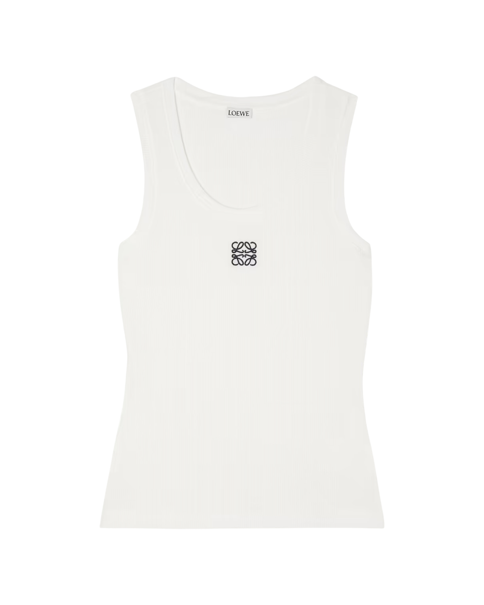 Embroidered ribbed stretch-cotton tank