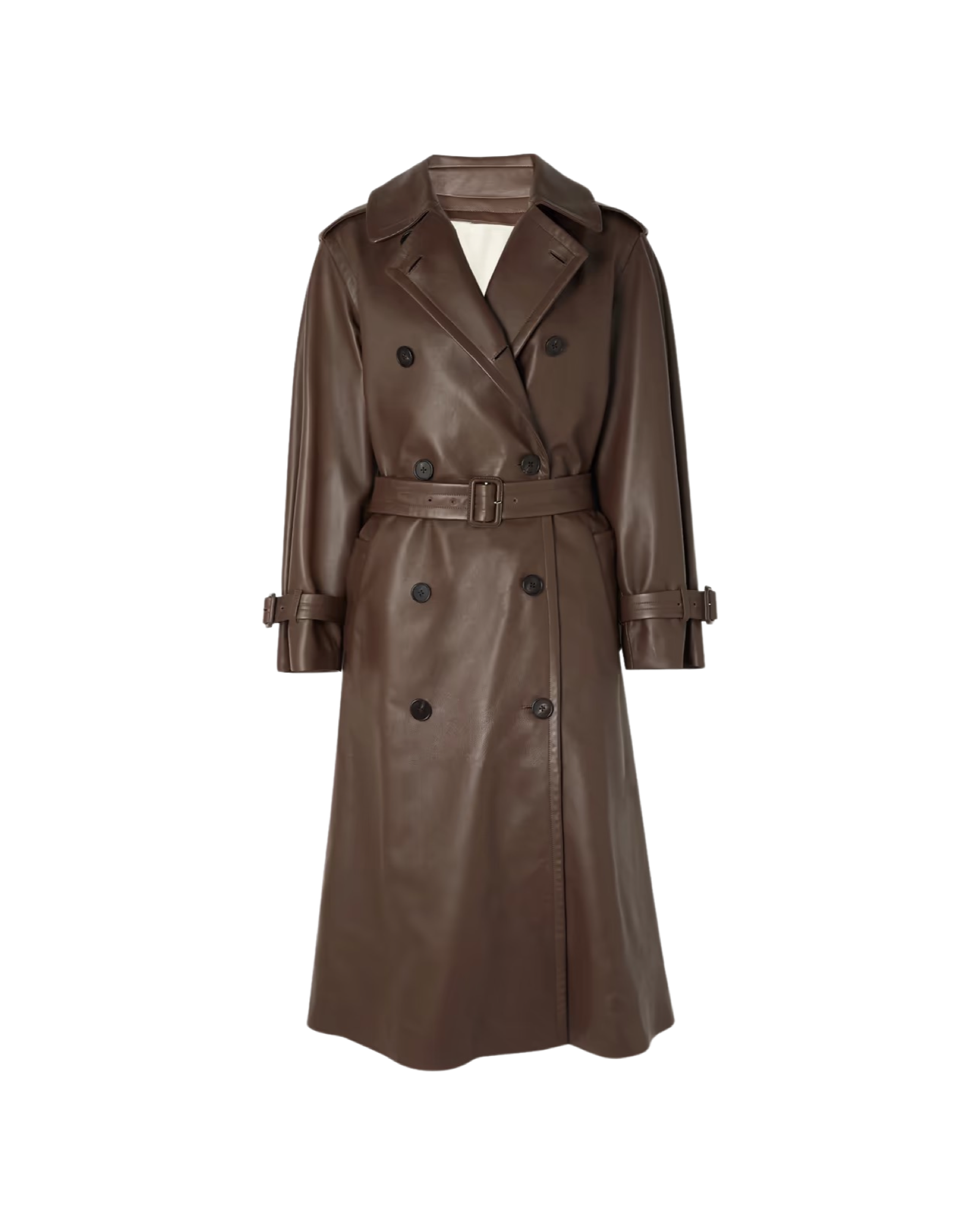 Benzy double-breasted leather trench coat